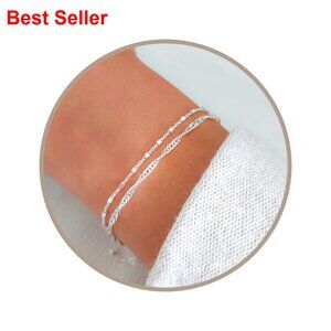 Sterling Silver Double Strand Bracelet with Extender Chain